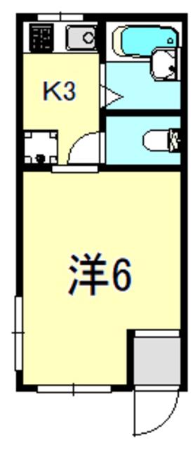 名倉ハイツB(1K/1階)の間取り写真