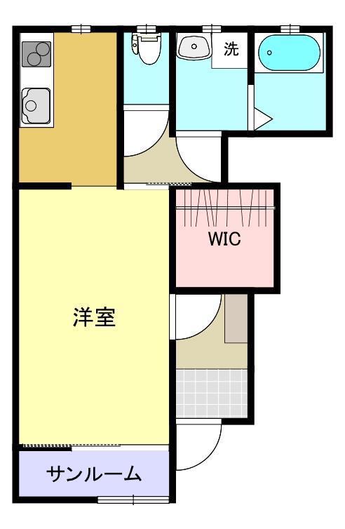 パルテンツァ新白河IIA(1K/1階)の間取り写真