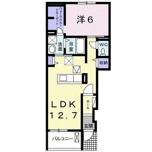 カルム K(1LDK/1階)の間取り写真