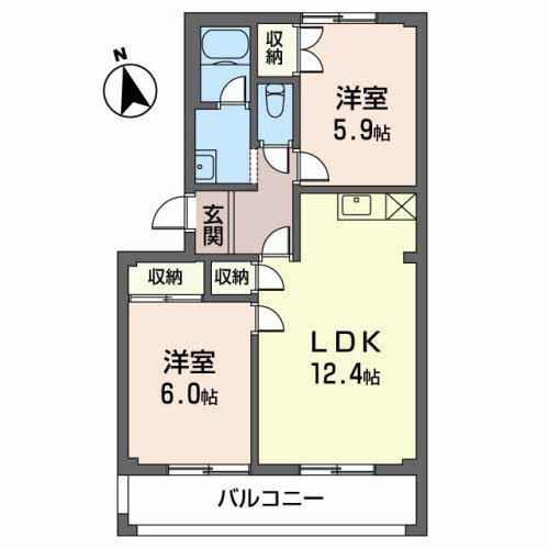 エクセルサンパレス(2LDK/1階)の間取り写真