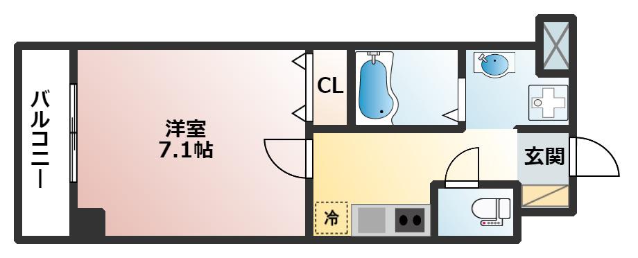 ロイヤルコート中桜塚(1K/5階)の間取り写真