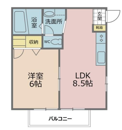 パームコテージB棟(1LDK/1階)の間取り写真