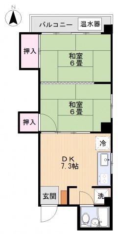コーポ新庄(2DK/2階)の間取り写真