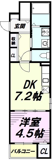 メゾン エスポワール(1DK/2階)の間取り写真