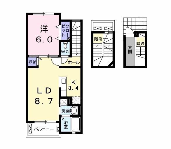 ベレッツァ レガーロ(1LDK/3階)の間取り写真