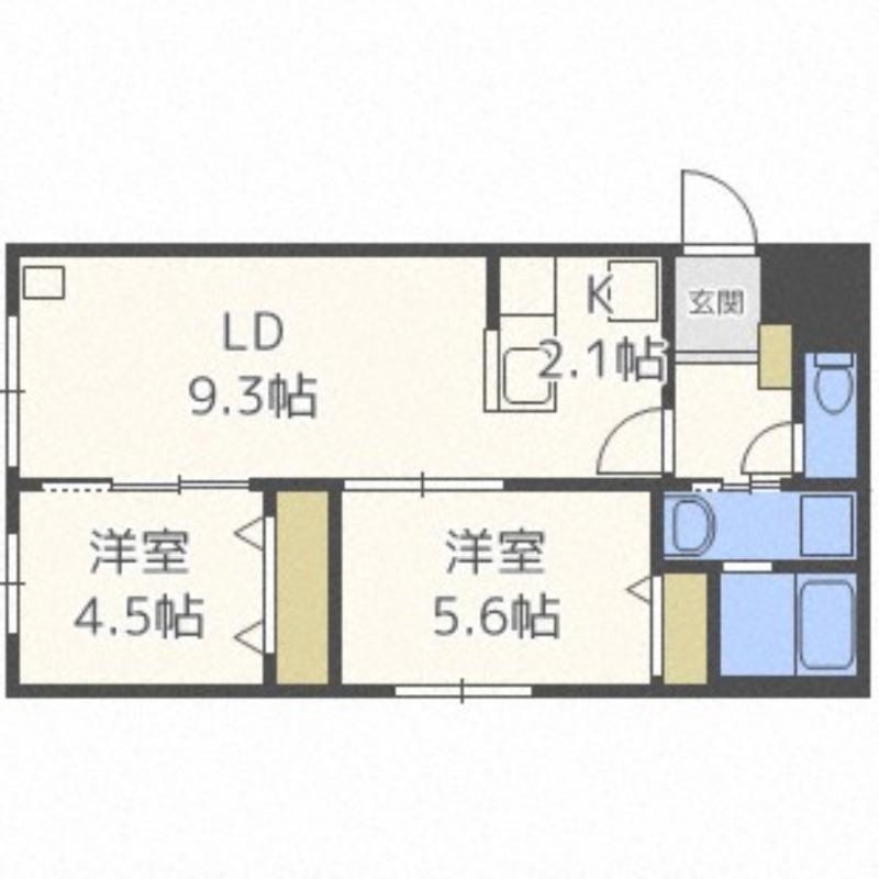 INFINITY平岸(2LDK/3階)の間取り写真