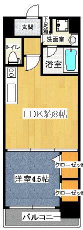 BRAVI新大坂(1LDK/2階)の間取り写真
