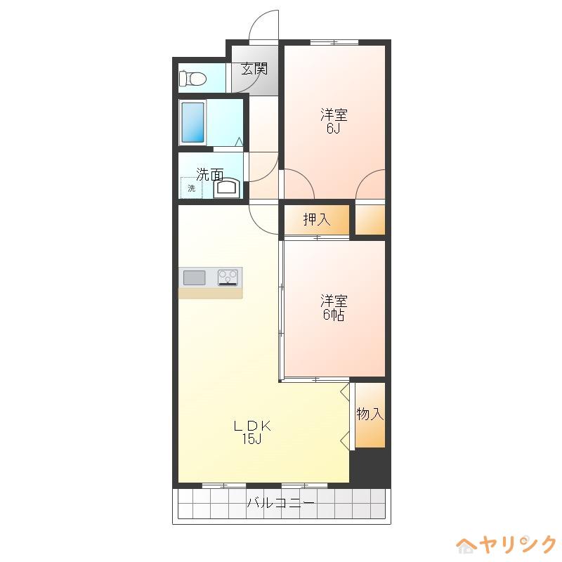 グランドステージ桜ヶ丘(2LDK/1階)の間取り写真