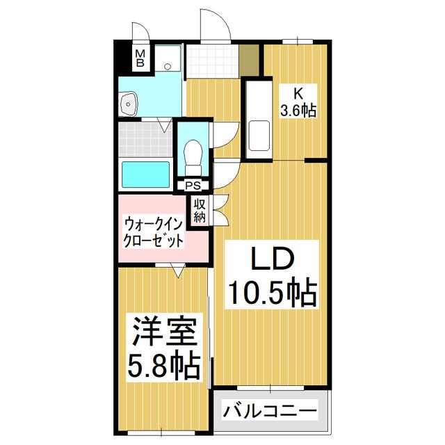 RADIA(1LDK/2階)の間取り写真