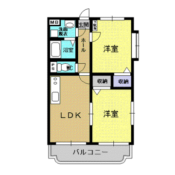 コンフォートK(2DK/5階)の間取り写真
