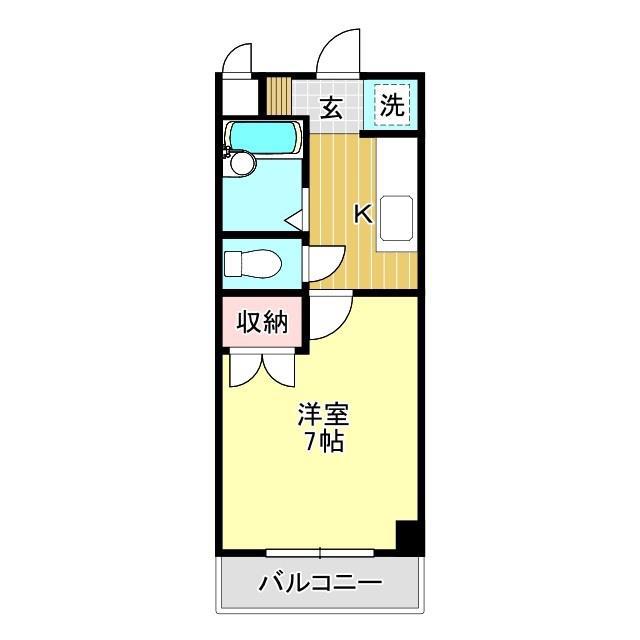ヴィラ停雲(1K/3階)の間取り写真