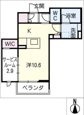 ベレオ岐阜羽島(ワンルーム/2階)の間取り写真