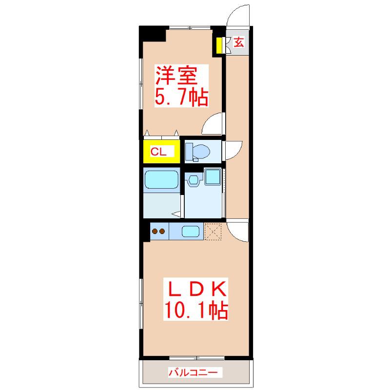 グランディール M(1LDK/2階)の間取り写真