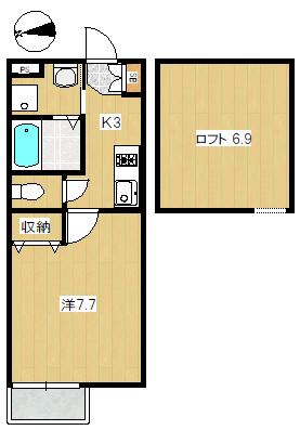 プランドールK2(1K/2階)の間取り写真