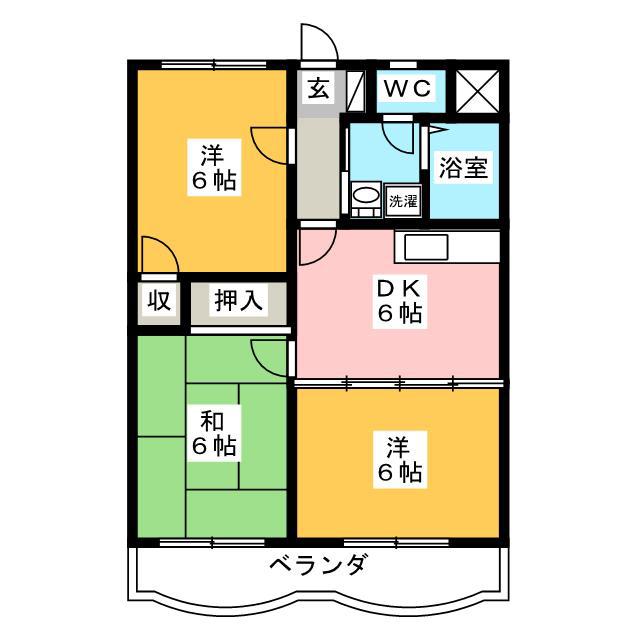 石上マンションA館(3DK/3階)の間取り写真