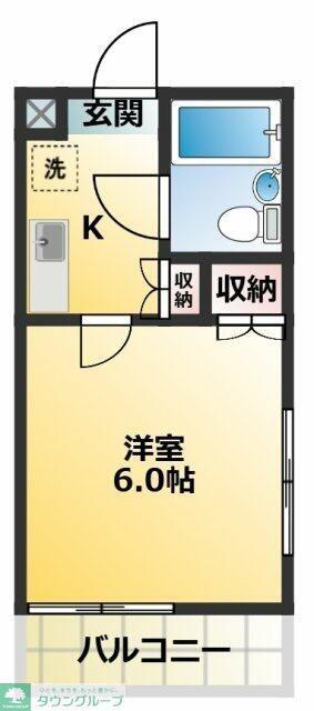 ジュネパレス草加第6(1K/2階)の間取り写真
