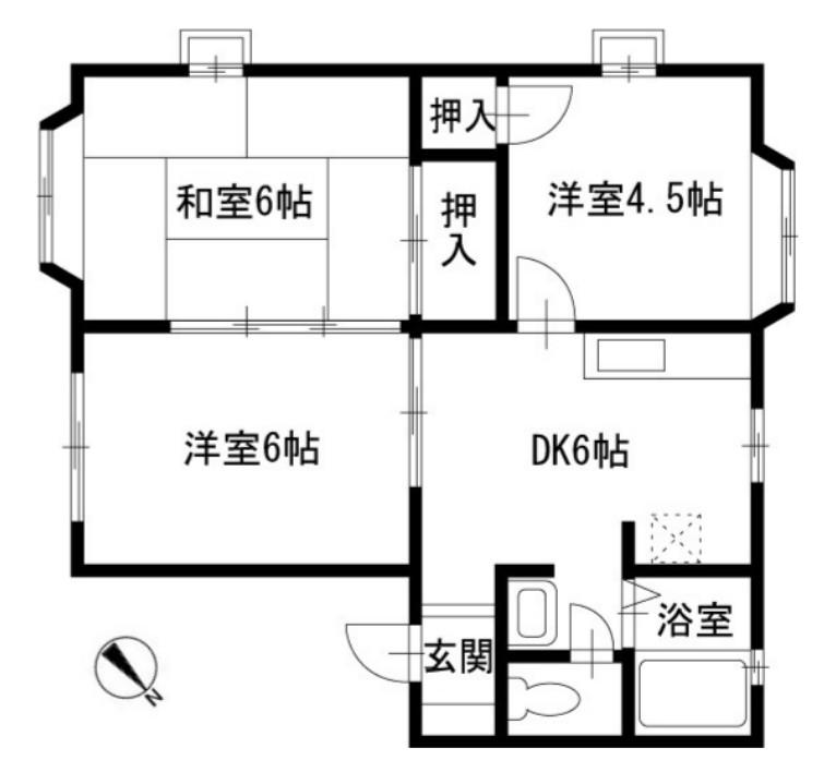 テラスハイムB棟(3DK/2階)の間取り写真