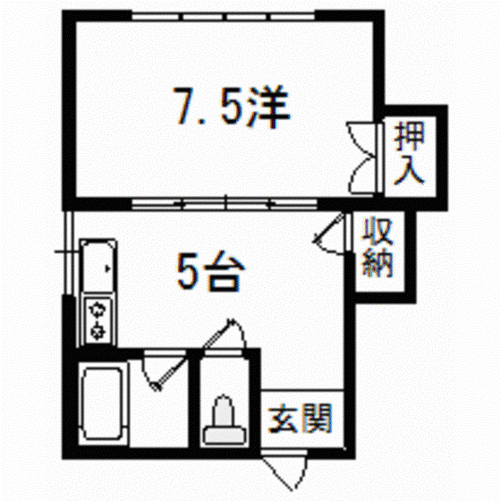 クレストール妙見(1K/1階)の間取り写真