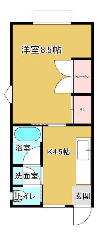 ステーツ今井II(1DK/1階)の間取り写真