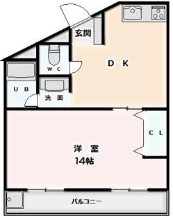 三栄ハイツ(1DK/2階)の間取り写真