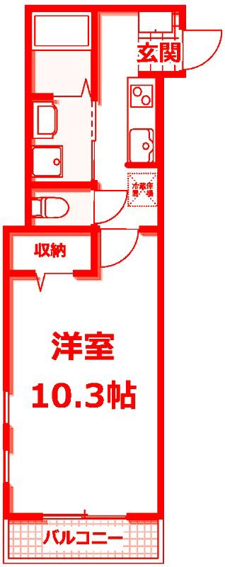 BRILLIANT保土ヶ谷(1K/2階)の間取り写真