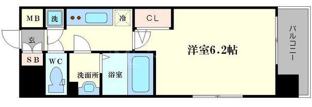 エスリード江戸堀(1K/8階)の間取り写真