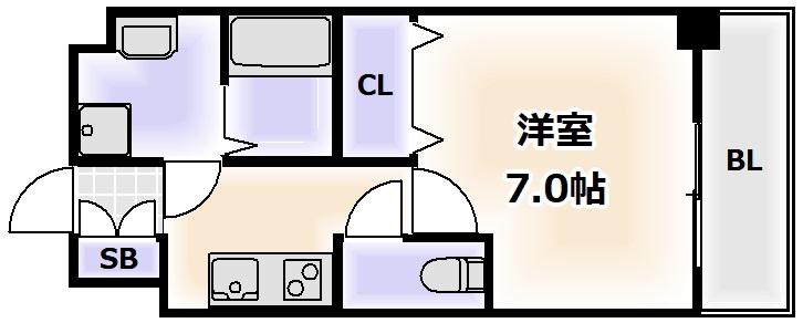 フォーリアライズ難波シエロ(1K/2階)の間取り写真