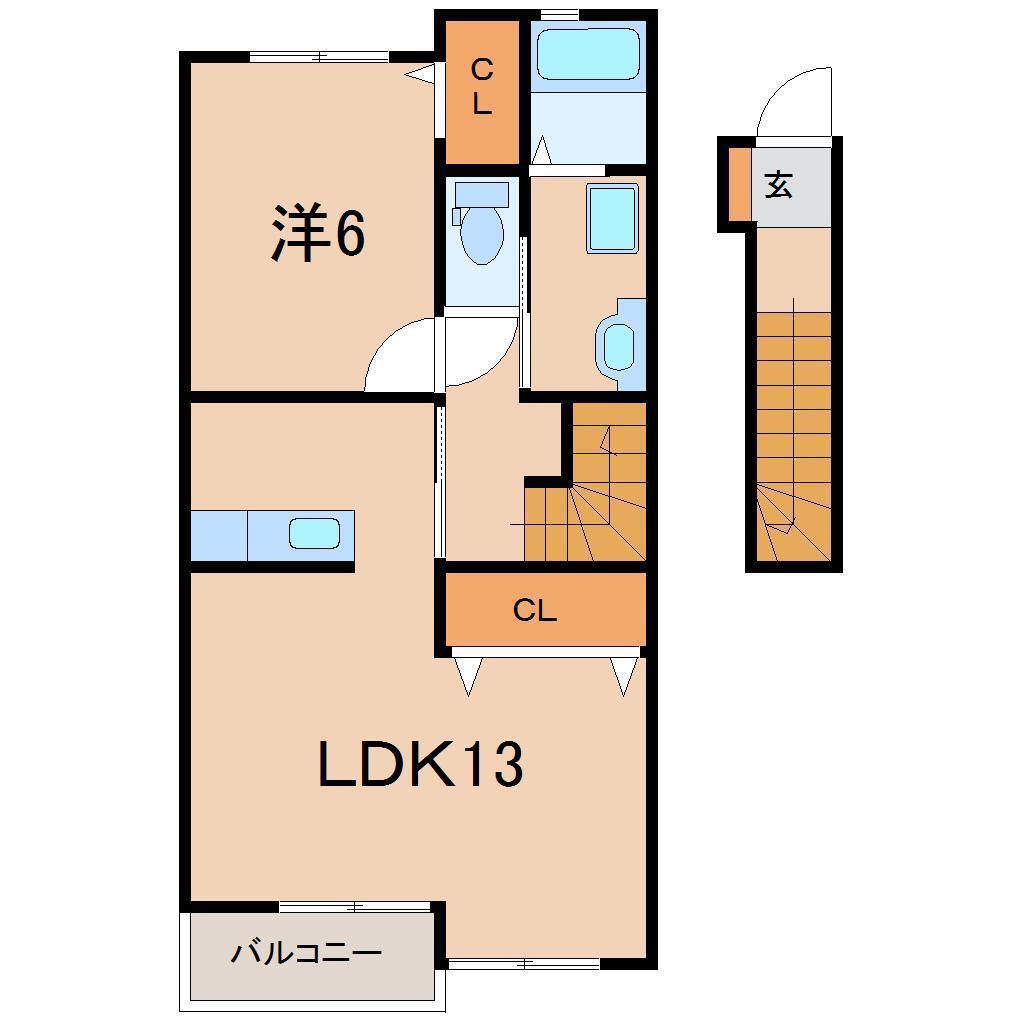 ピュア・モンブラン(1LDK/2階)の間取り写真
