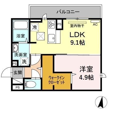 グラン・アオイA棟(1LDK/1階)の間取り写真
