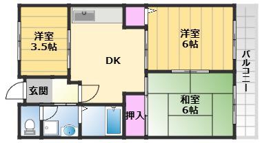 アンド・ユー岸和田(3DK/4階)の間取り写真