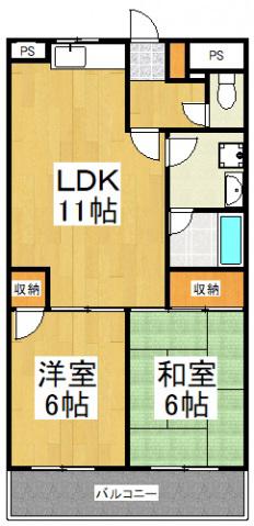 マンションニューフォレスト(2LDK/3階)の間取り写真