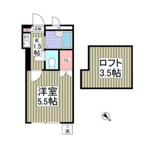 フリーダムA棟(1K/1階)の間取り写真