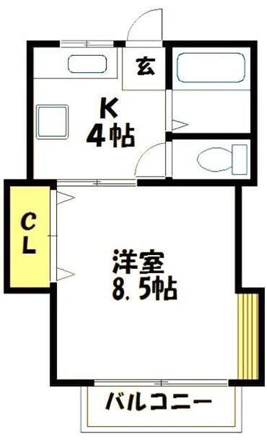 メイプルハイム(1K/2階)の間取り写真