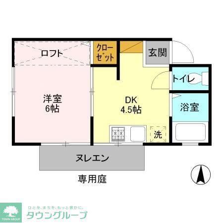 キャッスル下矢切(1DK/1階)の間取り写真