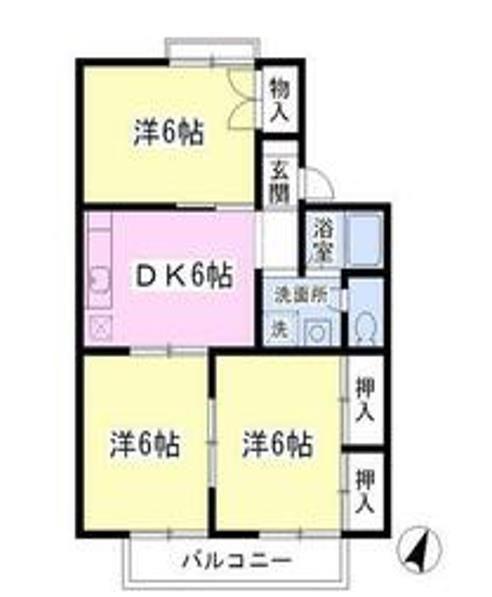 グランメールA(3DK/2階)の間取り写真