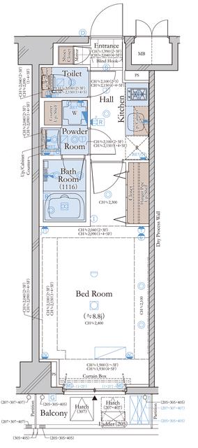 コンシェリア目黒 THE RESIDENCE(1K/4階)の間取り写真