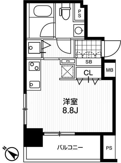 アーバンフラッツ町田(ワンルーム/6階)の間取り写真