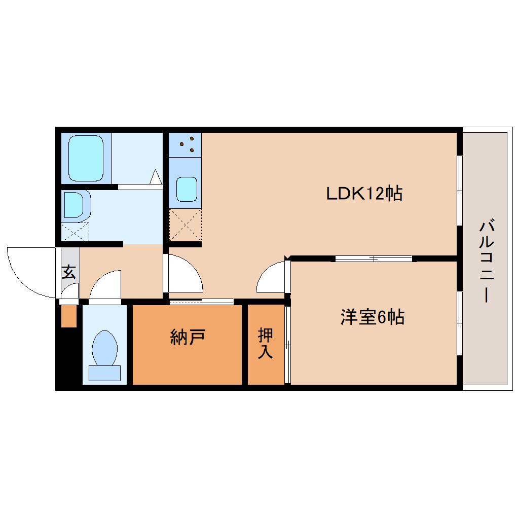中田アヴェニューII(1SLDK/3階)の間取り写真