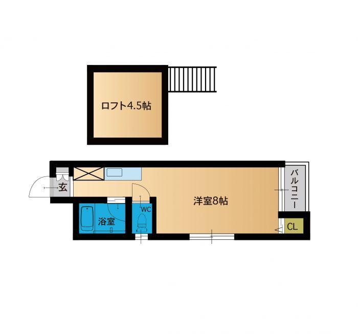 とまと百年橋II(ワンルーム/2階)の間取り写真
