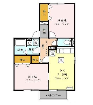 セジュール未来(2DK/1階)の間取り写真