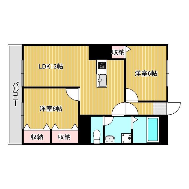 第22上野ビル(2LDK/4階)の間取り写真
