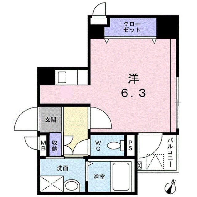 目黒いずみマンション(ワンルーム/6階)の間取り写真