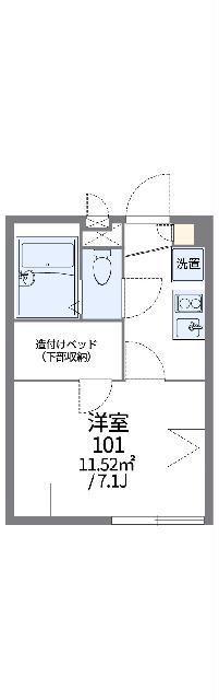 レオパレスLA GRAZIA(1K/1階)の間取り写真