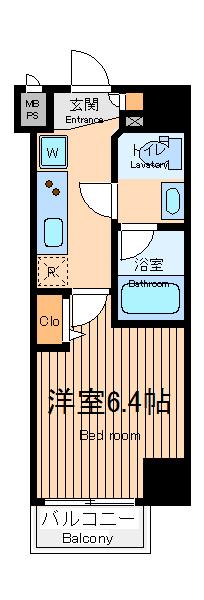 プレールドゥーク川崎(1K/3階)の間取り写真