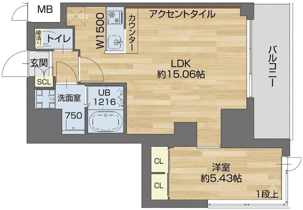 プレジオ武庫川ASIAN(1LDK/2階)の間取り写真