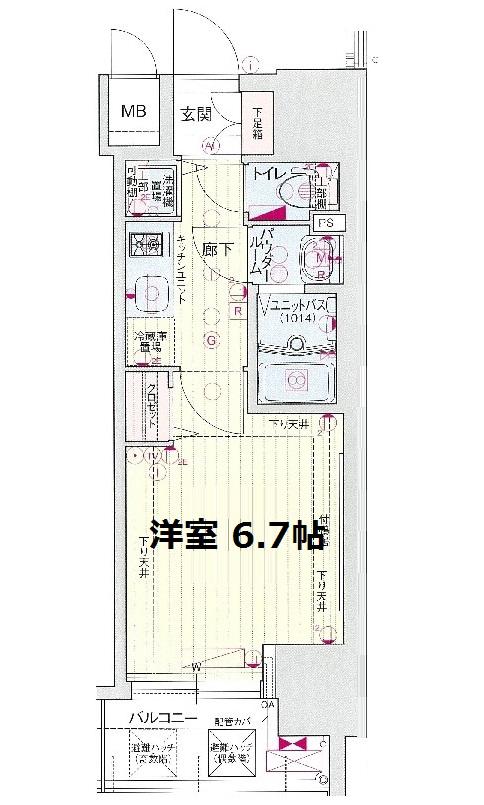 プレサンス谷町リーベ(1K/9階)の間取り写真