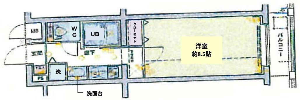 シースペース経堂(1K/1階)の間取り写真