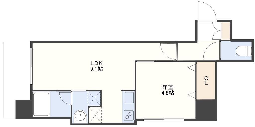 CRECIA KATSUYAMA(1LDK/6階)の間取り写真
