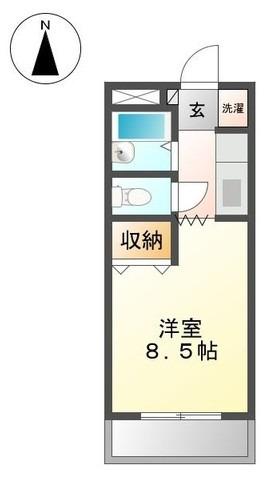 グランチェスタII(1K/2階)の間取り写真