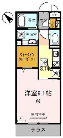 プレミール(1K/1階)の間取り写真